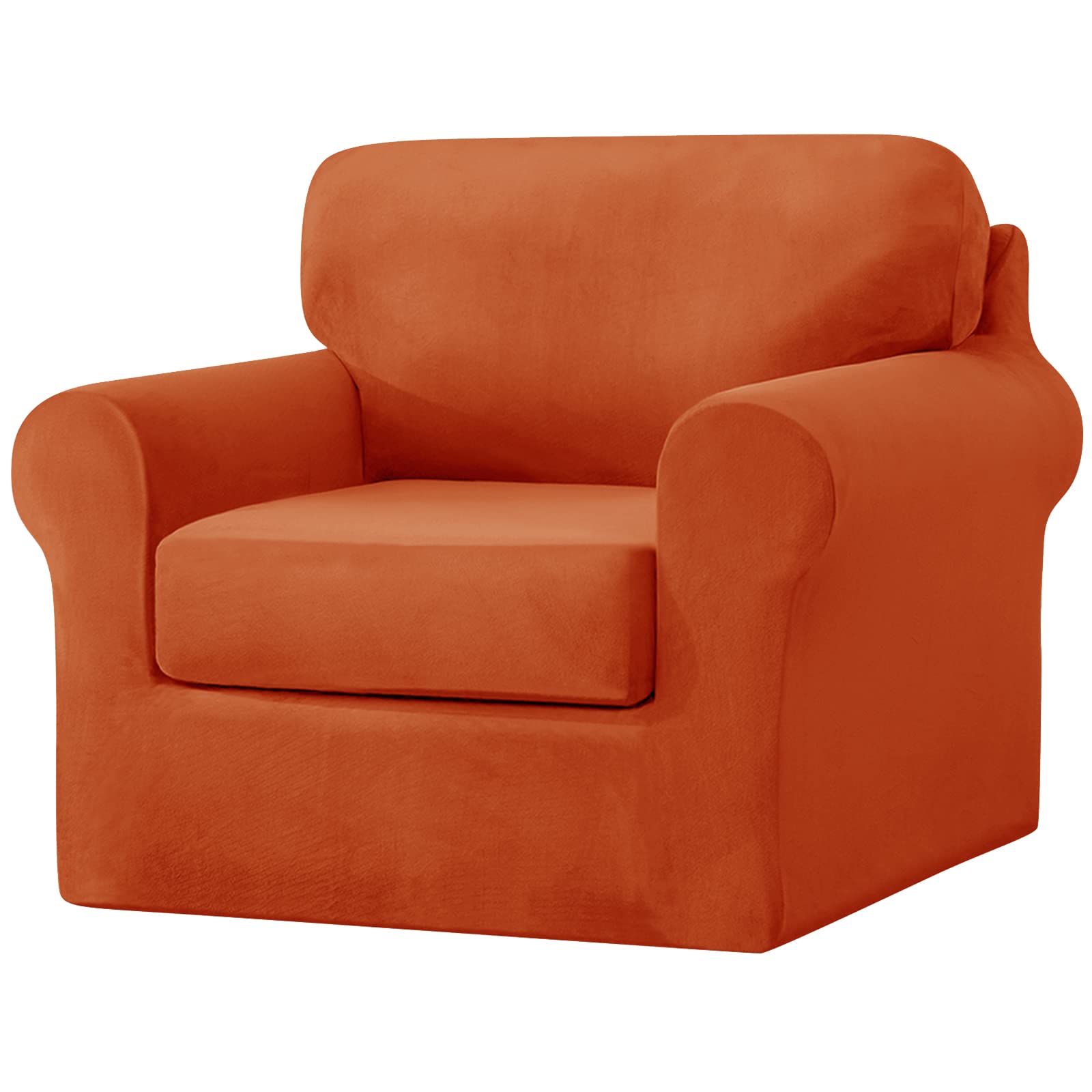 SYLC Sofa Cover with Separate Seat Cushions and Backrests Stretch Velvet Sofa Slipcover Couch Covers Furniture Protector Split Combined (Orange,1 Seat Set 3 PCS)