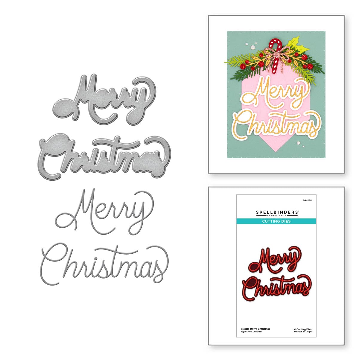 Spellbinders Classic Merry Christmas Etched Dies from The Classic Christmas Collection, METAL