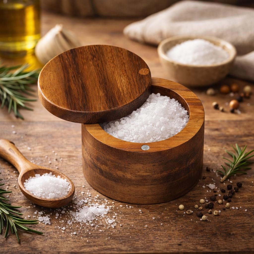 Wooden Salt Box Container - White Whale -2