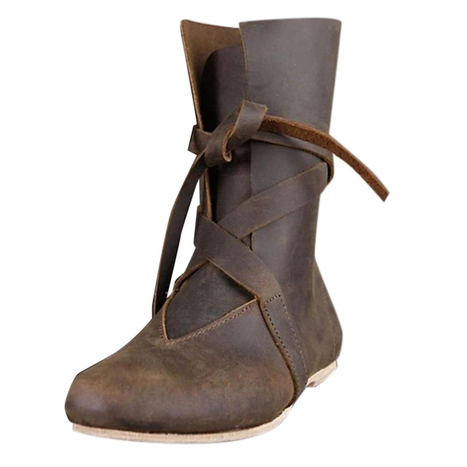 Mittelalter Schuhe Herren Damen, Mittelalter Kleidung Unisex, Renaissance-Schlupfstiefel Retro Cowboystiefel, PU-Leder Wikinger Stiefel, Ritter-Jäger-Stiefel Für Halloween Cosplay Kostüm