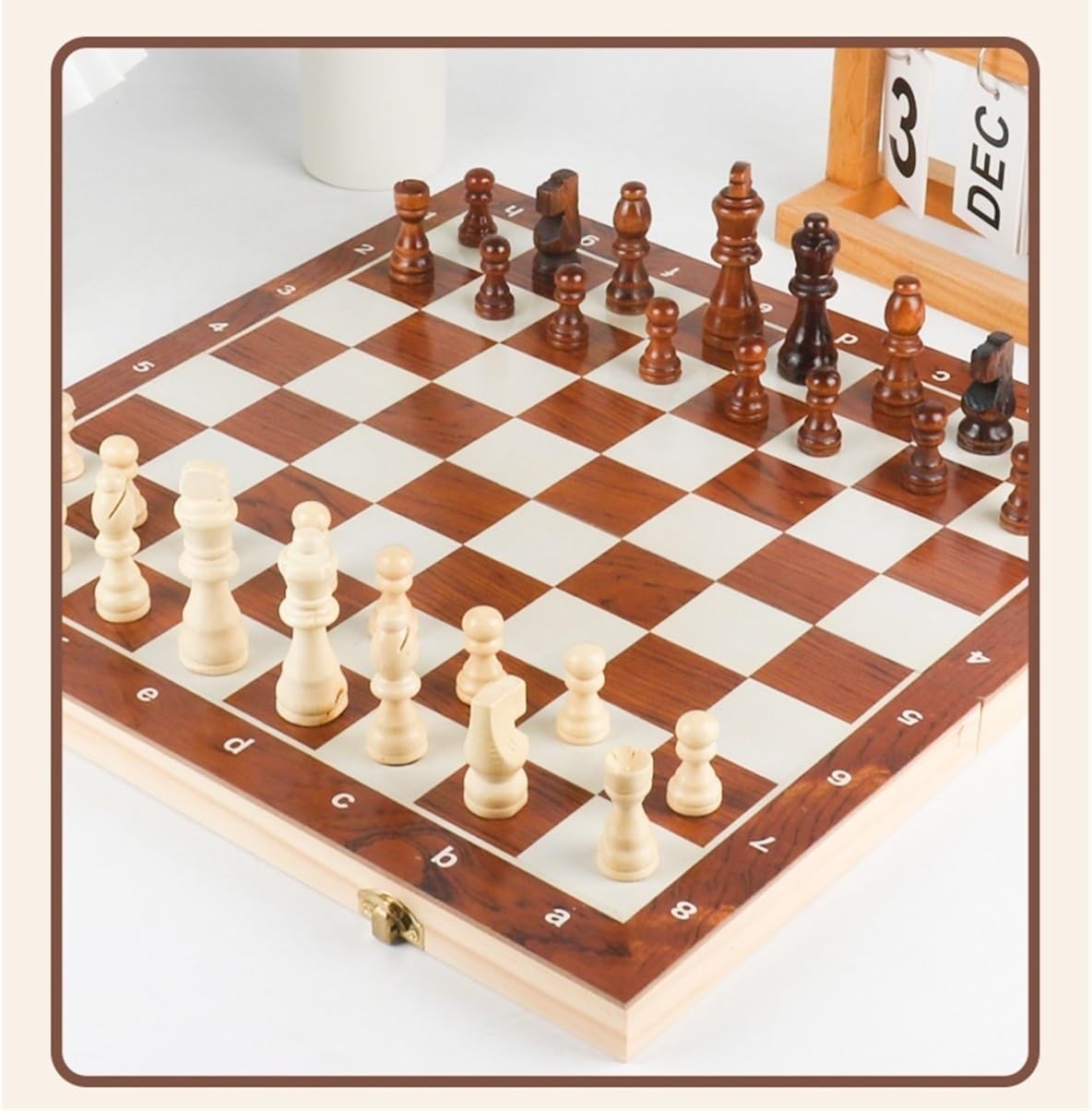 Set Scacchi Set di Scacchi in Legno for Adulti, Scacchiera Pieghevole Portatile, Decorazione Scacchiera Gioco(39x39cm)