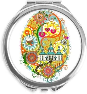Graffiti Street Culture Temple Cake Egg Hand Compact Mirror Round Portable Pocket Glass