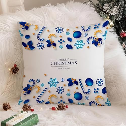 STITCHNEST Merry Christmas Printed Poly Cotton Cushion Cover Pack of 1 (16x16 Inches)
