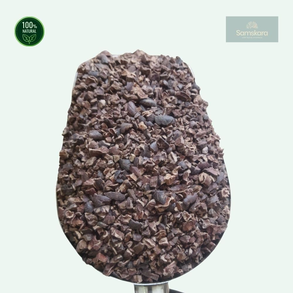 Samskara Nibs de Cacao Crudo y Premium de Perú, Cultivo Ecológico, Vegano, 1kg, 100% Natural, Puro, Sabor Intenso a Cacao, Sin Procesar