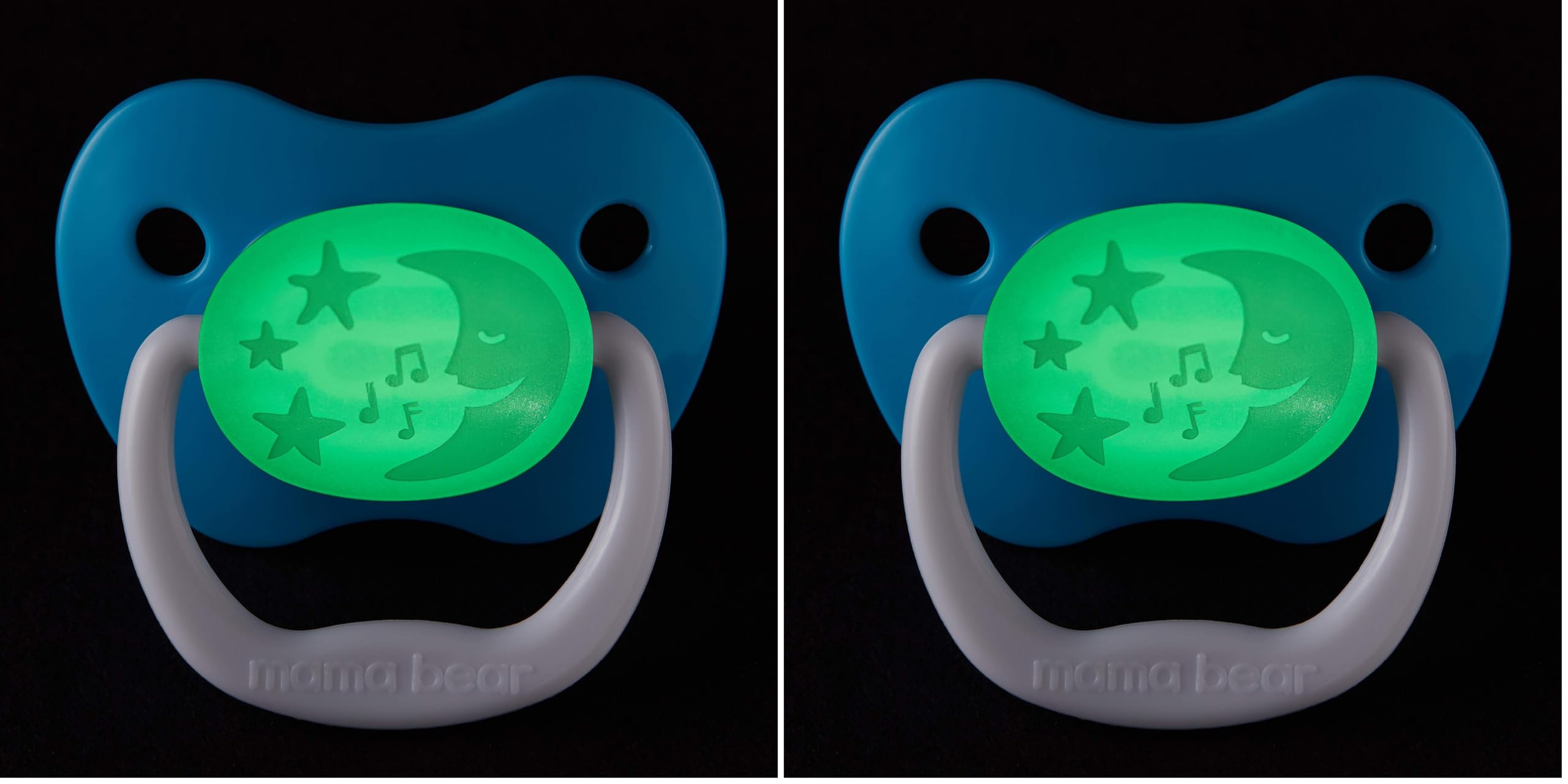 Amazon Brand - Mama Bear Glow-in-The-Dark Baby Pacifier, Stage 2 (6-12M), BPA Free, Assorted Colors, 4 Count (Pack of 2) 4 Count (Pack of 2) Stage 2 (6-12M)