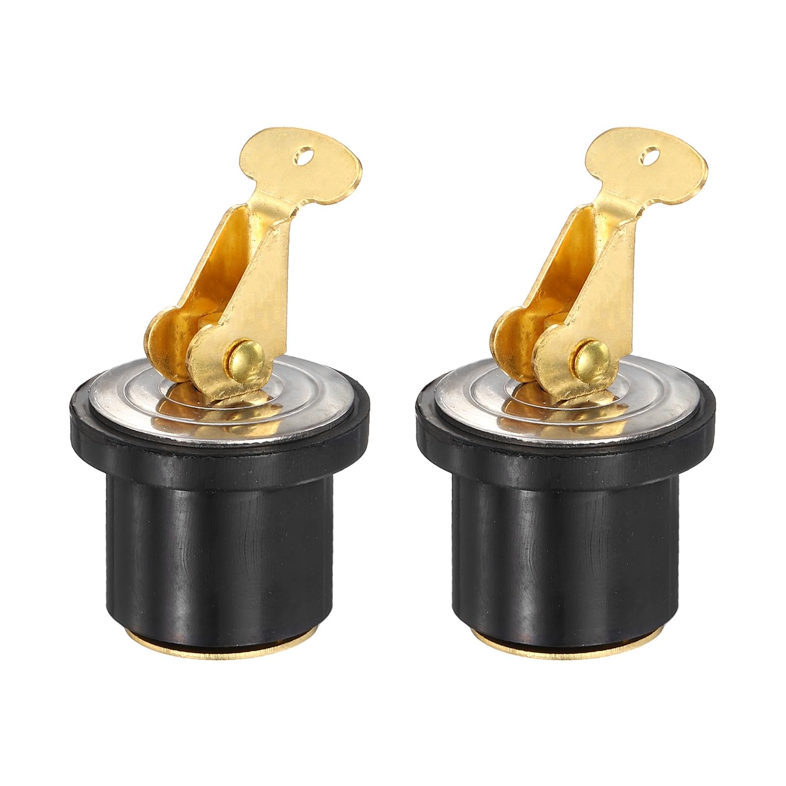 PATIKIL 22.2mm Marine Boat Rubber Plug, 2Pcs Brass Snap Handle Drain Plugs Stainless Steel Deck Plug Strong and Sturdy for Boats Marine Yachts Kayaks Canoes Ship Drains Accessories