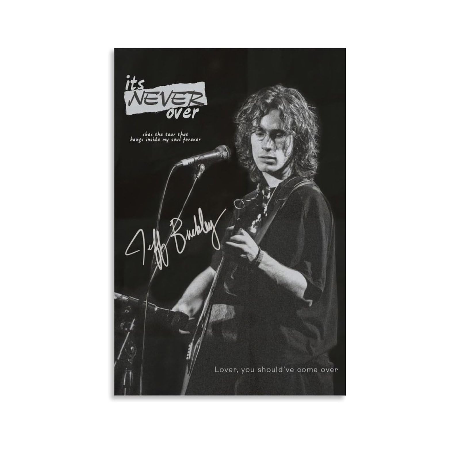 Whbaq Unframe-Style Jeff Poster Buckley Vintage Black And White Poster Canva Colourfast Wall Art Decorative Painting For Living Room Bedroom Home Decor 12X18inch(30X45cm)