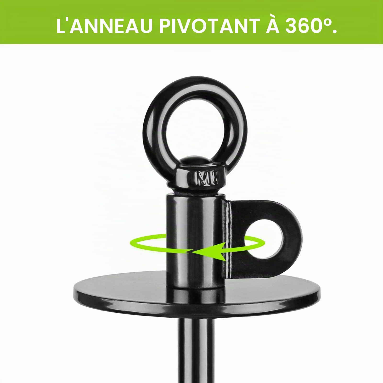 Piquet d'attache robuste pour chiens (100 kg), sans nœuds, facile à installer et à enlever, idéal pour la cour, le camping et la plage (noir)
