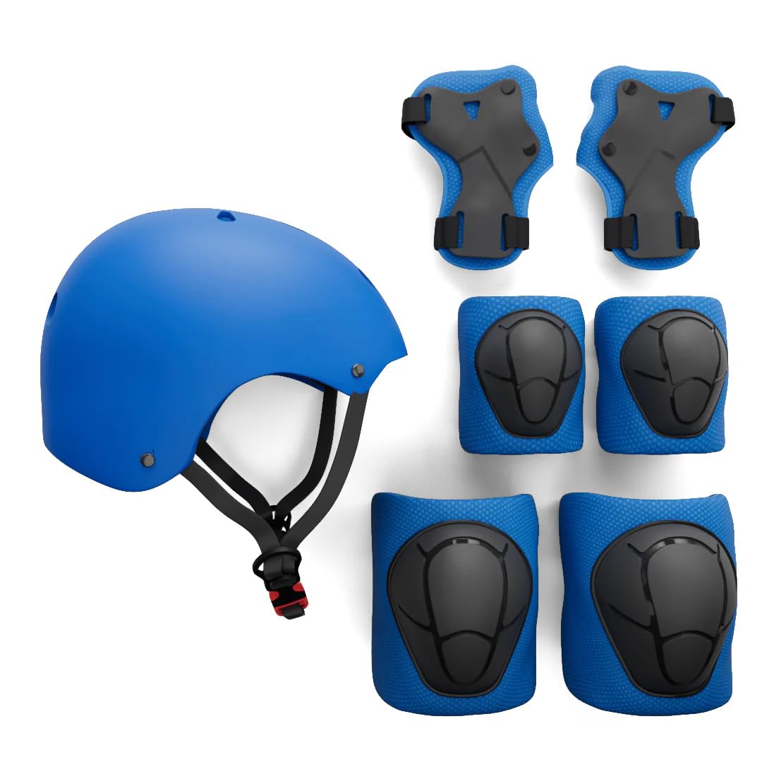 Kids Skateboard Bike Helmet Pads Set Protective Gear from Rude Boyz - Knee Pads Elbow Pads Wrist Pads Set for Youth Boys Girls