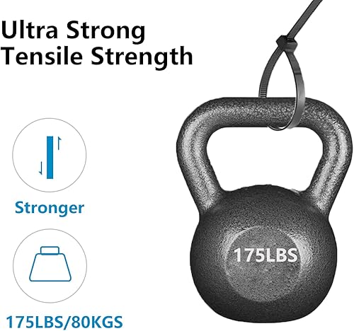 Miniatura 3 de MasiStranth 20 bridas de nailon largas de 60 pulgadas, resistentes a la tracción de 175 libras, de nailon con autobloqueo, de plástico duradero,