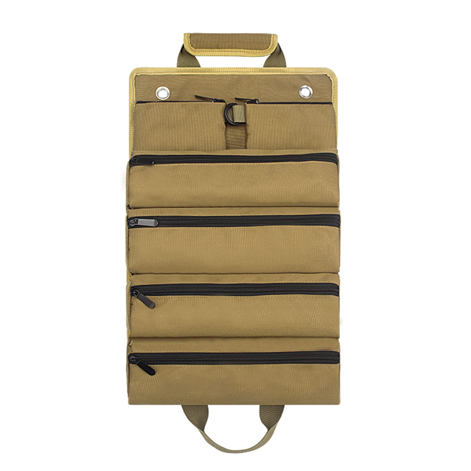 Msioytog Khaki Duty Tool Bag Multi-Purpose Oxford Roll-Up Tool Organizers For Carpenter, Plumber Wrench Organizers Electrician