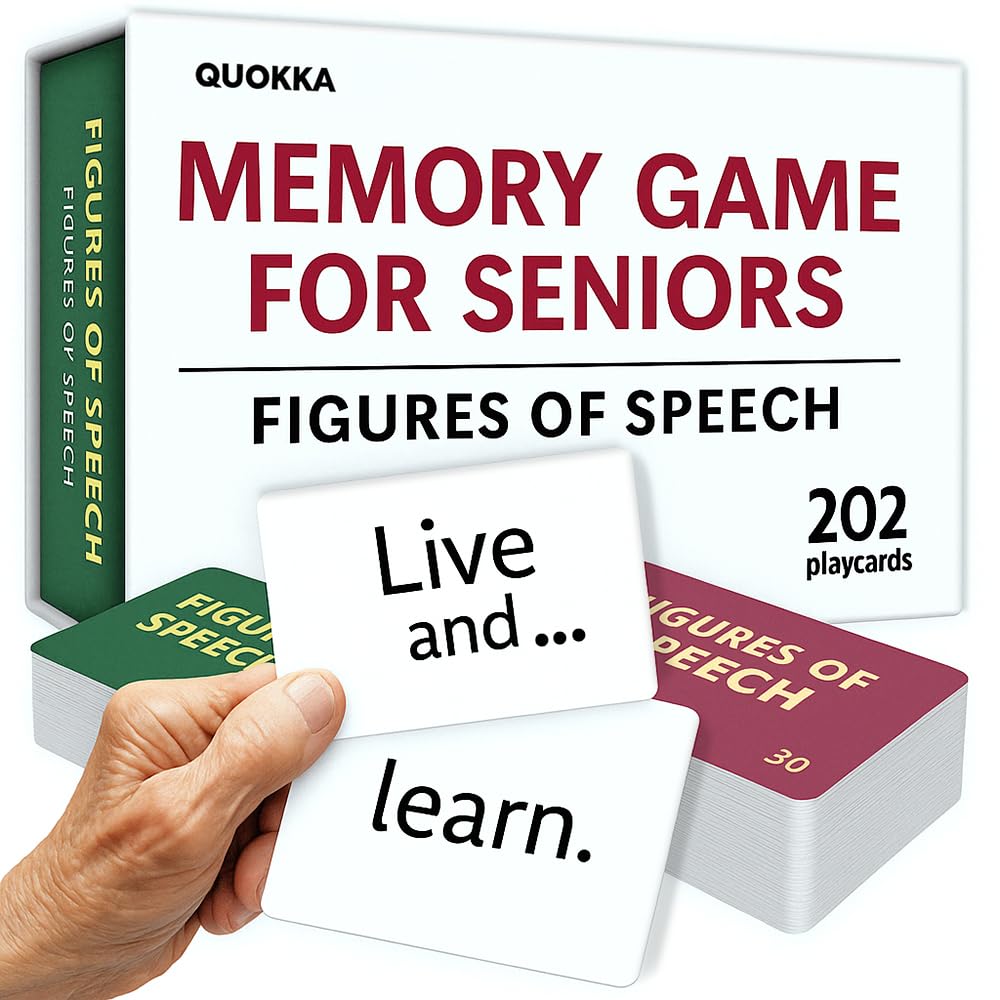 Dementia Activities for Seniors - 202 Cards Memory Board Games for Seniors by Quokka - Figures of Speech Expression Brain Games - Elderly Alzheimers Products - Large Print, Easy-to-Read Trivia Cards