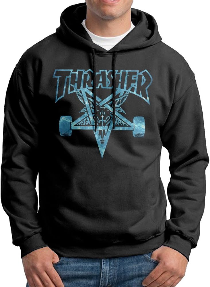 Men Thrasher Skateboard Cotton Black Pullover Hoodie Sweatshirt