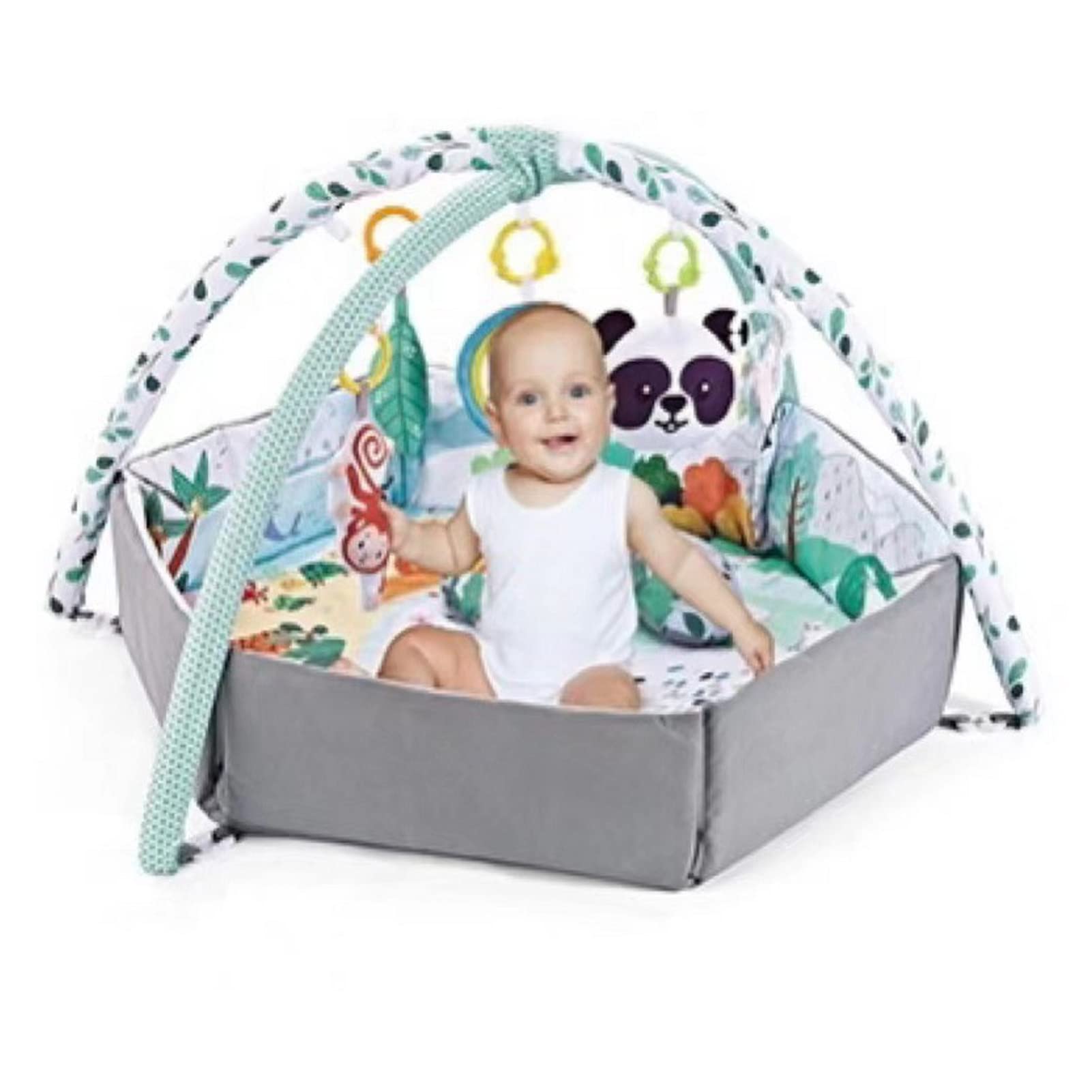 Alfombra de Juego Multiusos para Bebés con Juguetes Extraíbles para Estimulación Visual, Auditiva y Táctil, Estera de Gimnasio Portátil Plegable para el Suelo, Libro de Tela con Espejo de