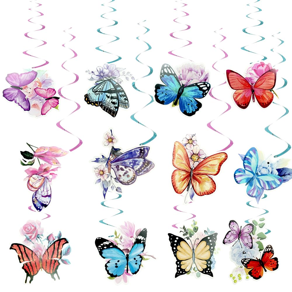 Schmetterling Geburtstagsdeko Set – 21-teiliges Deko-Set In Lila Mit Banner & Hängenden Wirbeln