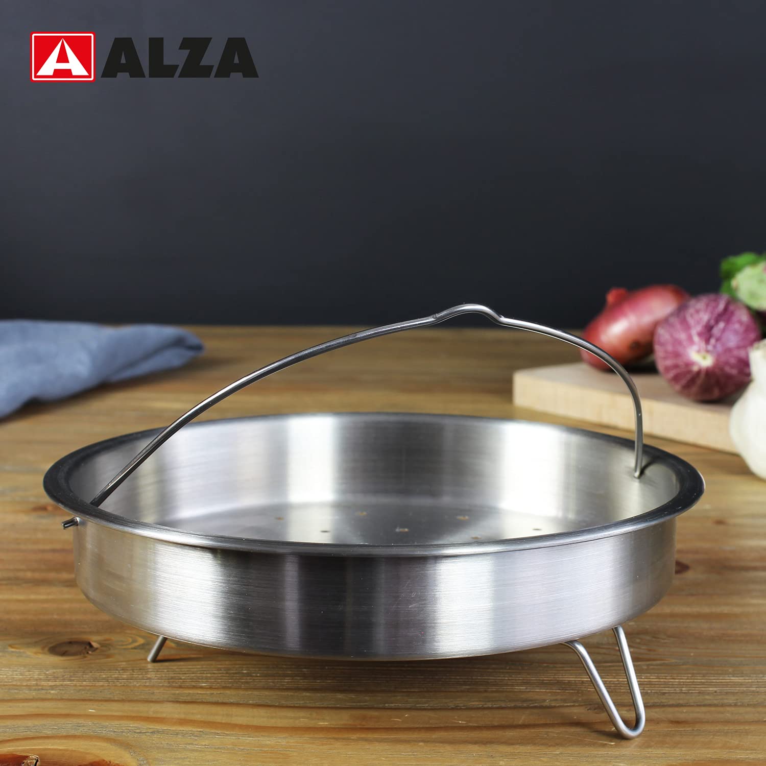 Alza Basic - Pack Panier Perfor + Support Trpied, Acier Inoxydable,  Cuisine Saine, Compatible avec Autocuiseurs de plus de 22 cm de Diamtre,  ...
