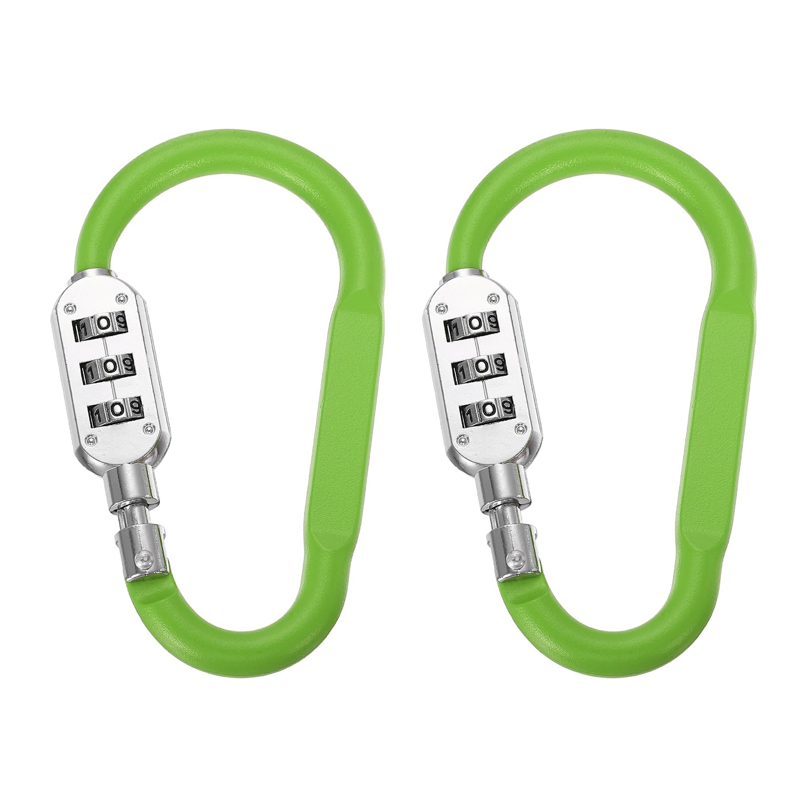 PATIKIL 4.2 Inch Combination Locks, 2PCS 3 Digit Locking Combination Clip Combo D-Ring Lock for Suitcase Luggage Travel Baggage Backpack Cable Loop Helmet Chain Link, Green