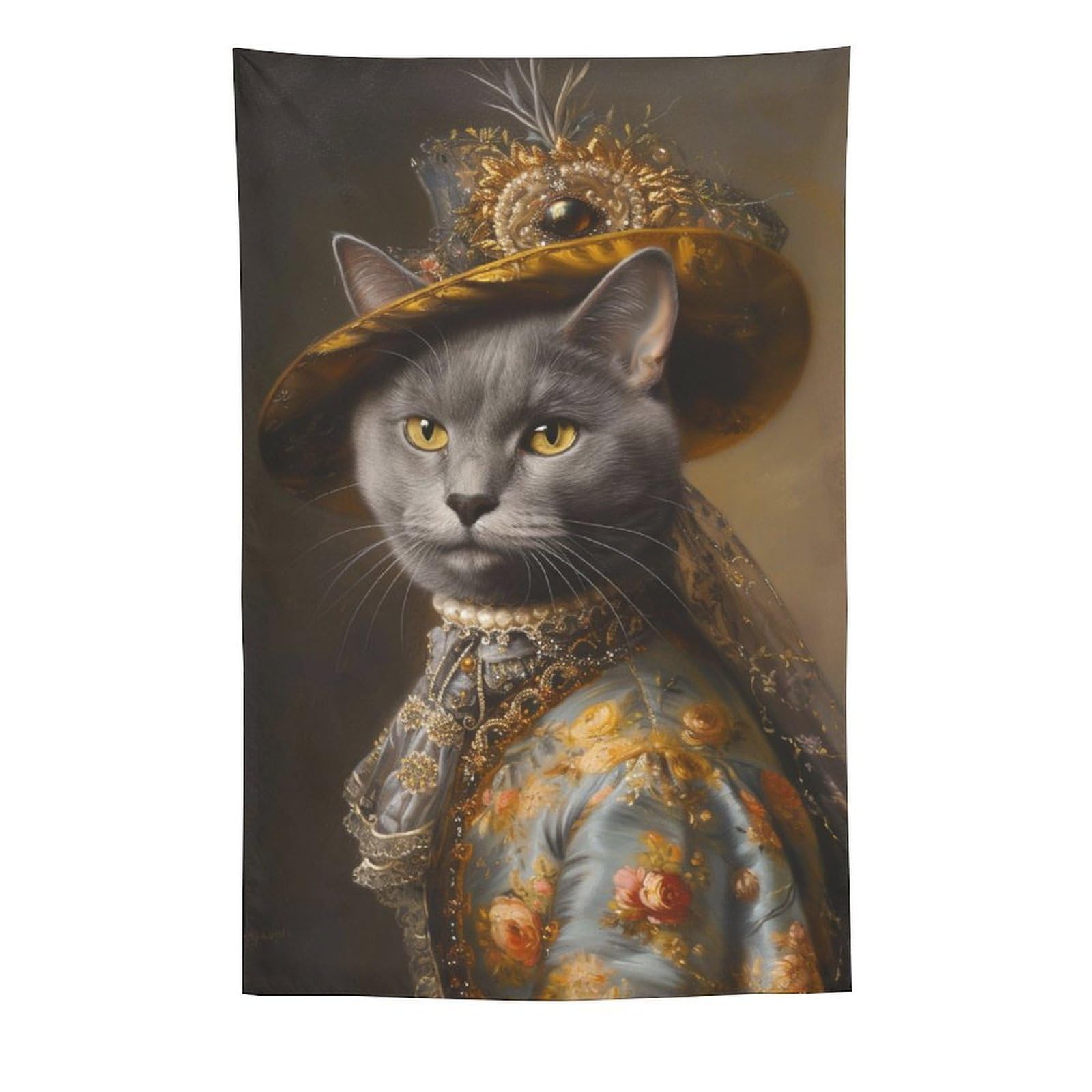 Amazon.com: Reccmeny Gray Cat Wearing A Fancy Dress Tapestry
