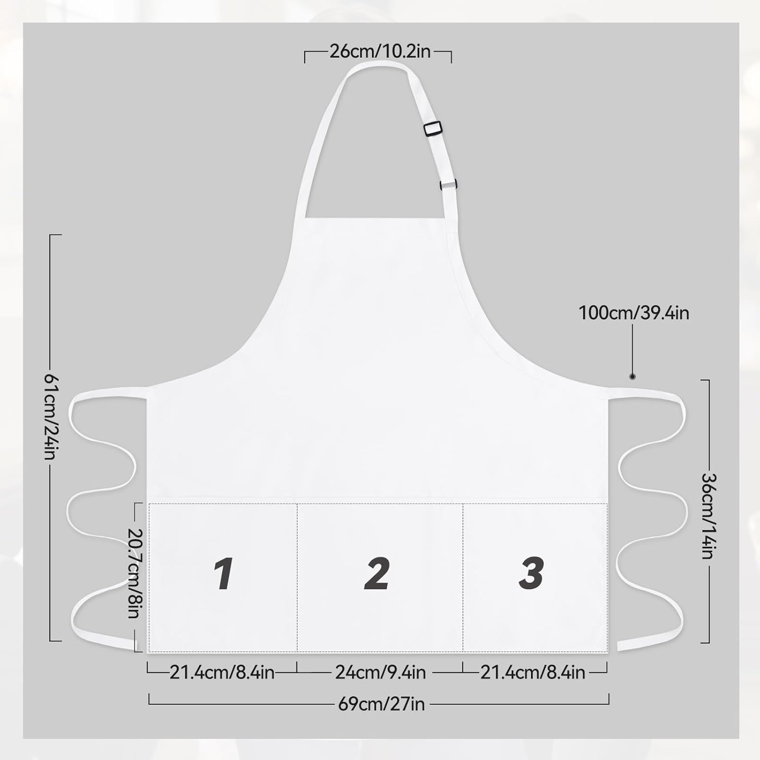 Kitchen Cooking Apron for Men Women, Work Apron with 3 Pockets for Waitress Waiter Server - Image 6