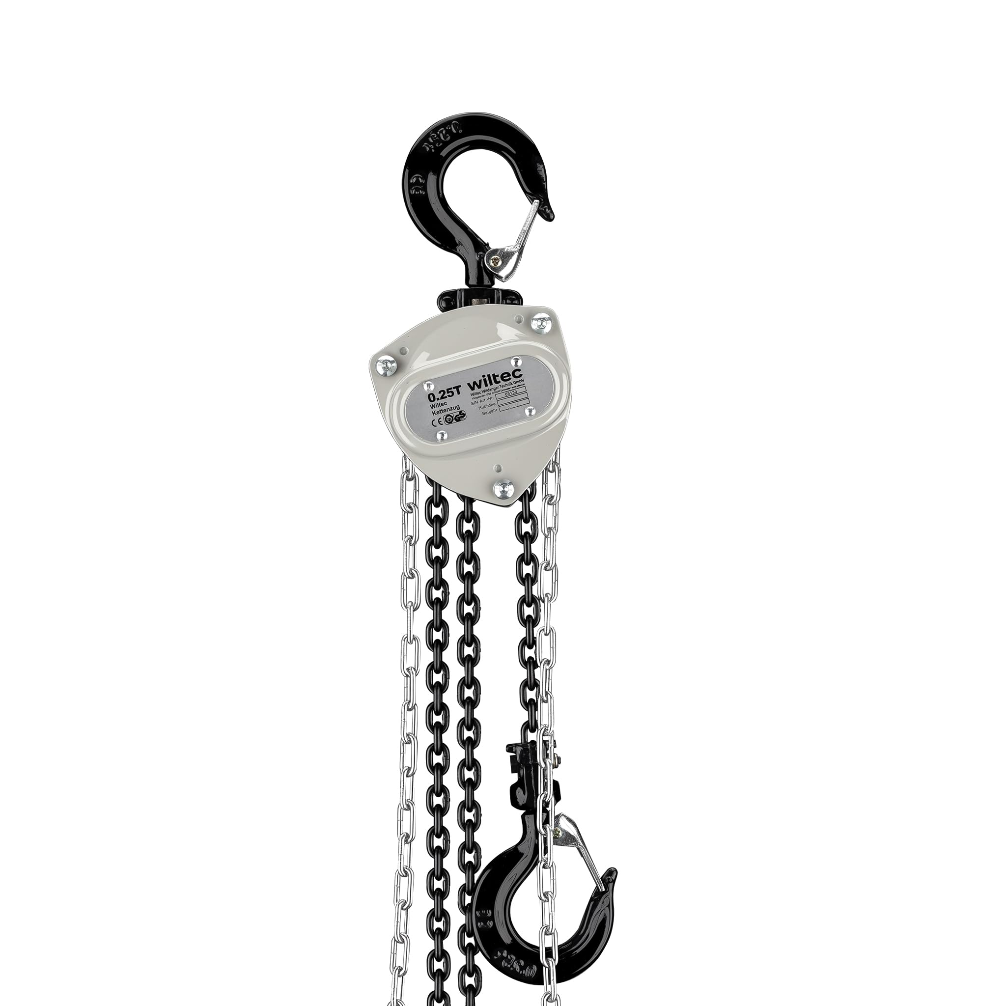 Wiltec Paranco a catena manuale V21-0,25, capacità di carico 250 kg, altezza di sollevamento 3 m, leggero e compatto, per impieghi gravosi