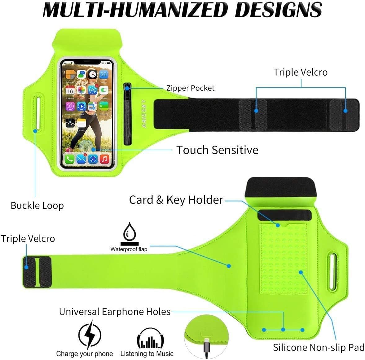 Fascia da Braccio porta telefono per corsa con Borsa Auricolare, Fascia Sportiva Running Porta Cellulare Fascia Braccio per Smartphone per iPhone 16 Pro Max/15 Pro/14/13Pro/XR/XS Armband fino a 6,9"