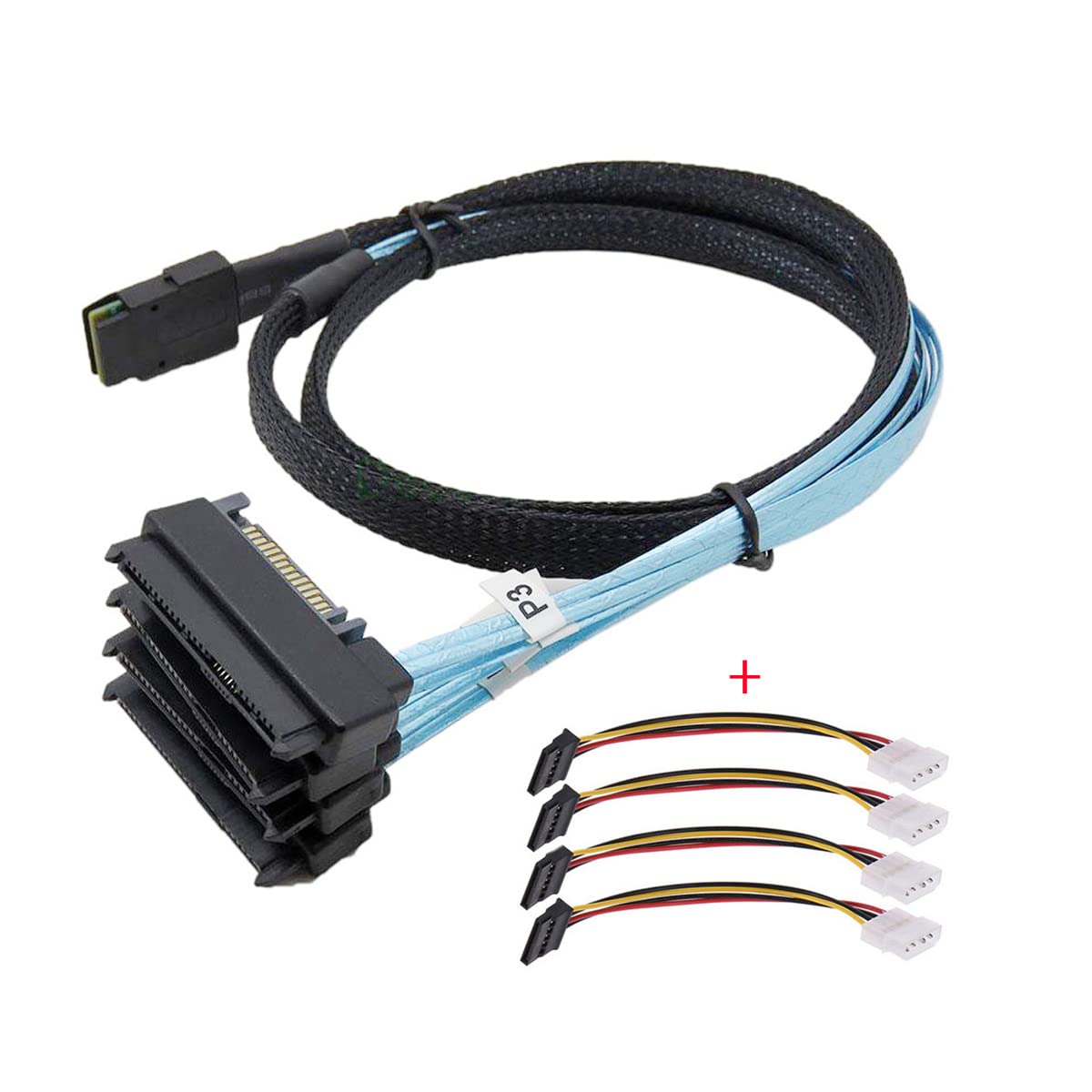 Cablecc - Cavo di alimentazione SAS SFF-8087 da 36 pin per 4 SFF-8482 Target SAS Hard Disk e IDE, 50 cm