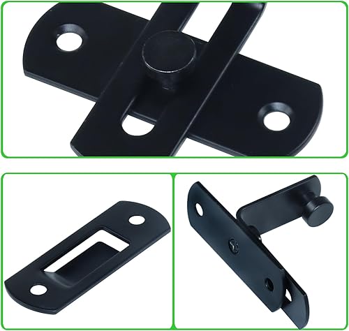 Miniatura 8 de Paquete de 2 cerraduras de puerta corrediza de granero de 90 grados para privacidad, pestillos seguros, pestillo de puerta de cobertizo para valla