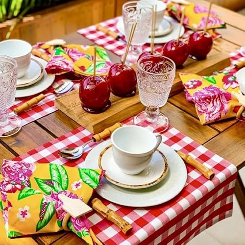 Jogo Americano 2 Lugares Xadrez Vermelho