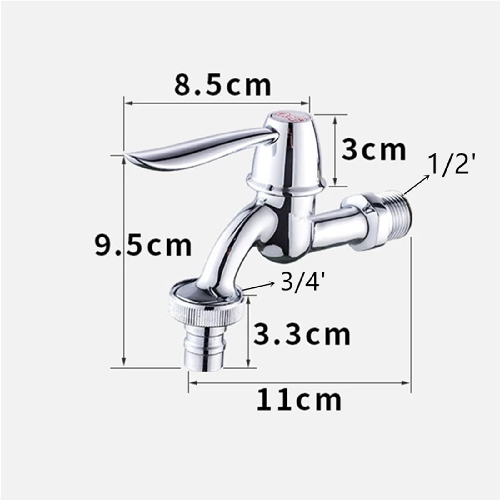 Grifo de baño de 3/4" de latón Cromado, Grifo de Agua para jardín Exterior, Grifo para Lavadora