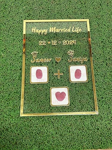 Image of Couple Thumb Gift | 29 * 21 CM | Wedding Thumb Print |Finger Print Gift| Personalized Text | Valentine's day Gift
