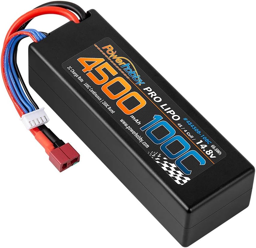 Best Deal Powerhobby 4s 14.8V 4500mah 100c Lipo Batery Deans Hard Case 4-Cell (2 Pack) FITS : 1/8 Buggy Truggy Associated Mugen Xray Losi Drone Hpi