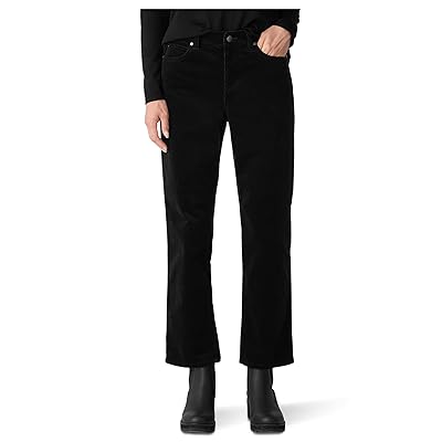 Eileen Fisher Organic Cotton Stretch Corduroy High Waisted Straight Ankle Jean Women