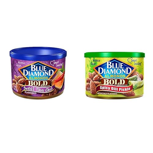 Blue Diamond Almonds, Bold Sweet Thai Chili, 6 onzas con almendras de diamante azul, pepinillo picante de eneldo, 6 onzas