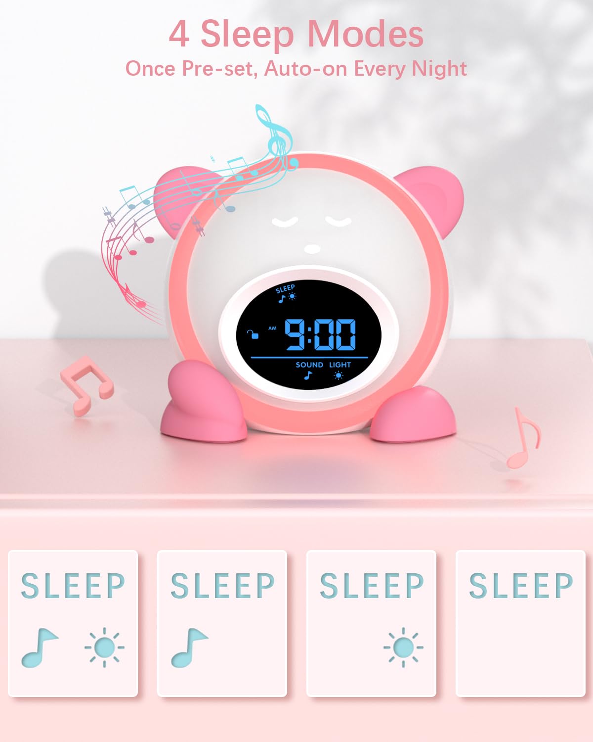 ORIA Sveglia per bambini Sveglia per allenamento del sonno Sveglia con luce notturna a 11 colori e orologi con blocco per bambini per regalo per ragazze dei ragazzi  15