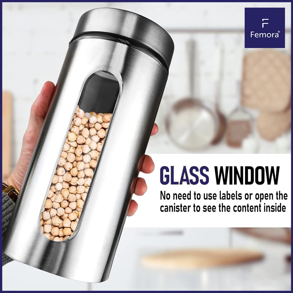 Femora Juego de 2 tarros de cristal con ventana de cristal, 700 ml, 2 unidades, repuesto de tapas