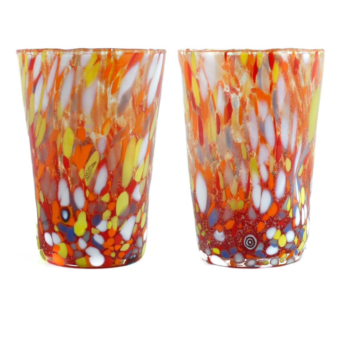 Verres de Murano rouge Millefiori lot de 2 le cadeau d'exception idéal