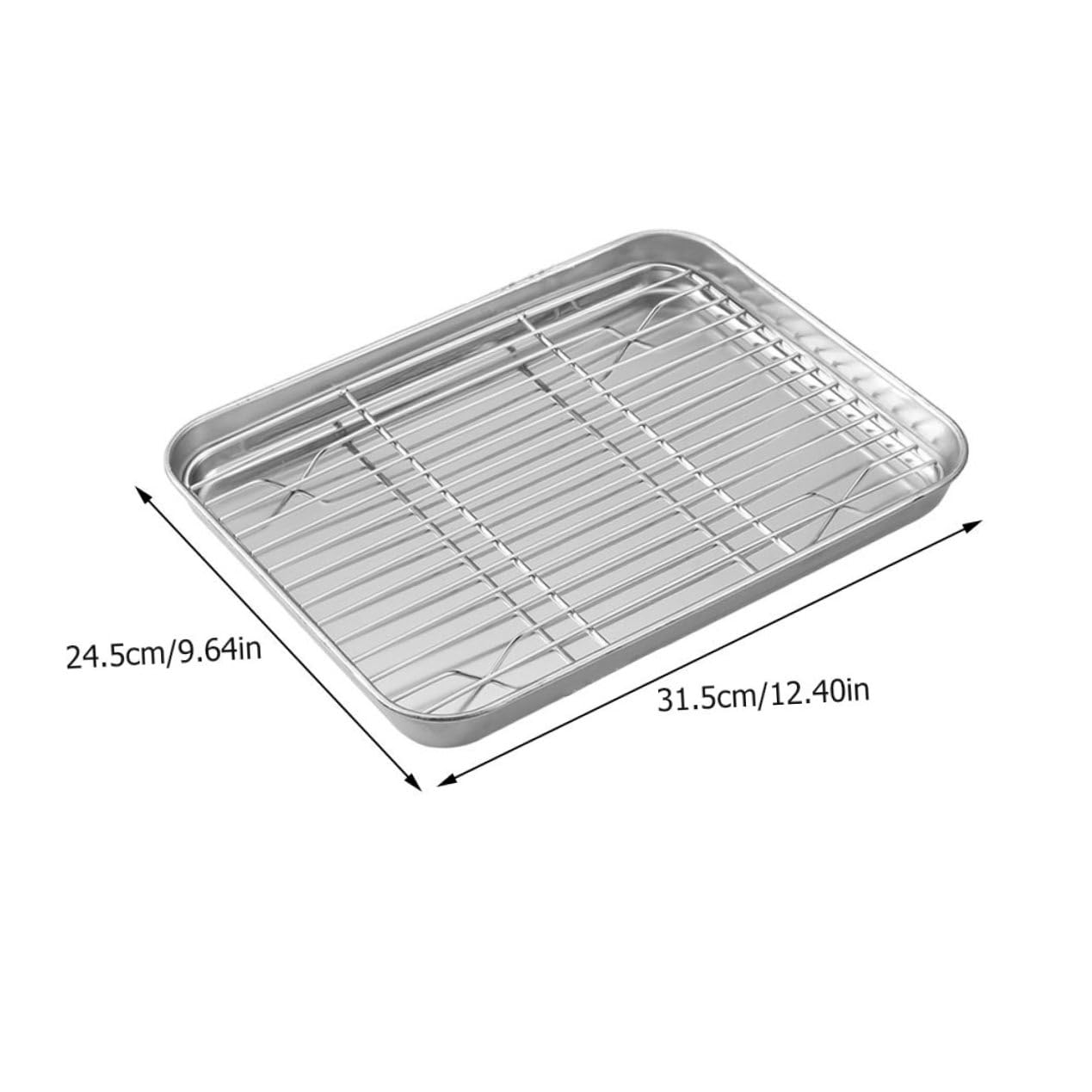 Uonlytech Bandeja de Hornear Antiadherente con Rejilla para Enfriar y Bandeja de Drenaje de Aceite Utensilios de Cocina para Hornear Alimentos Color Plateado