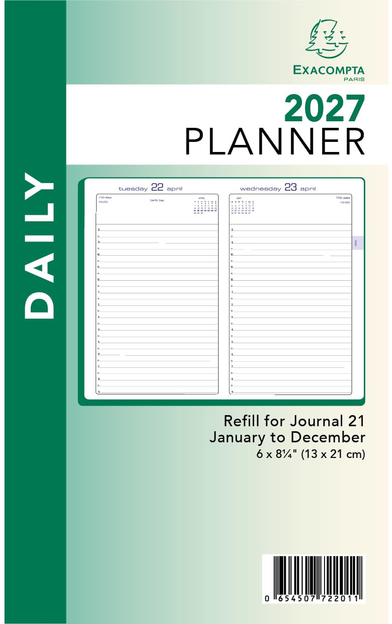 Exacompta 2027 Refill For Journal 21 Planner - Time Management Organizer and Terminkalender