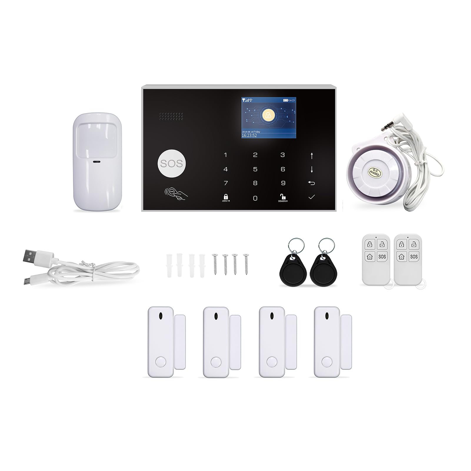 Alarma Inteligente 2g/Wifi Ty Sistema De Alarma Inalámbrico Para El Hogar Pantalla Táctil A Color De 2,4 Pulgadas Panel De Alarma Control Remoto Smart Life Y Sensor De Alarma De Aplicación Ty