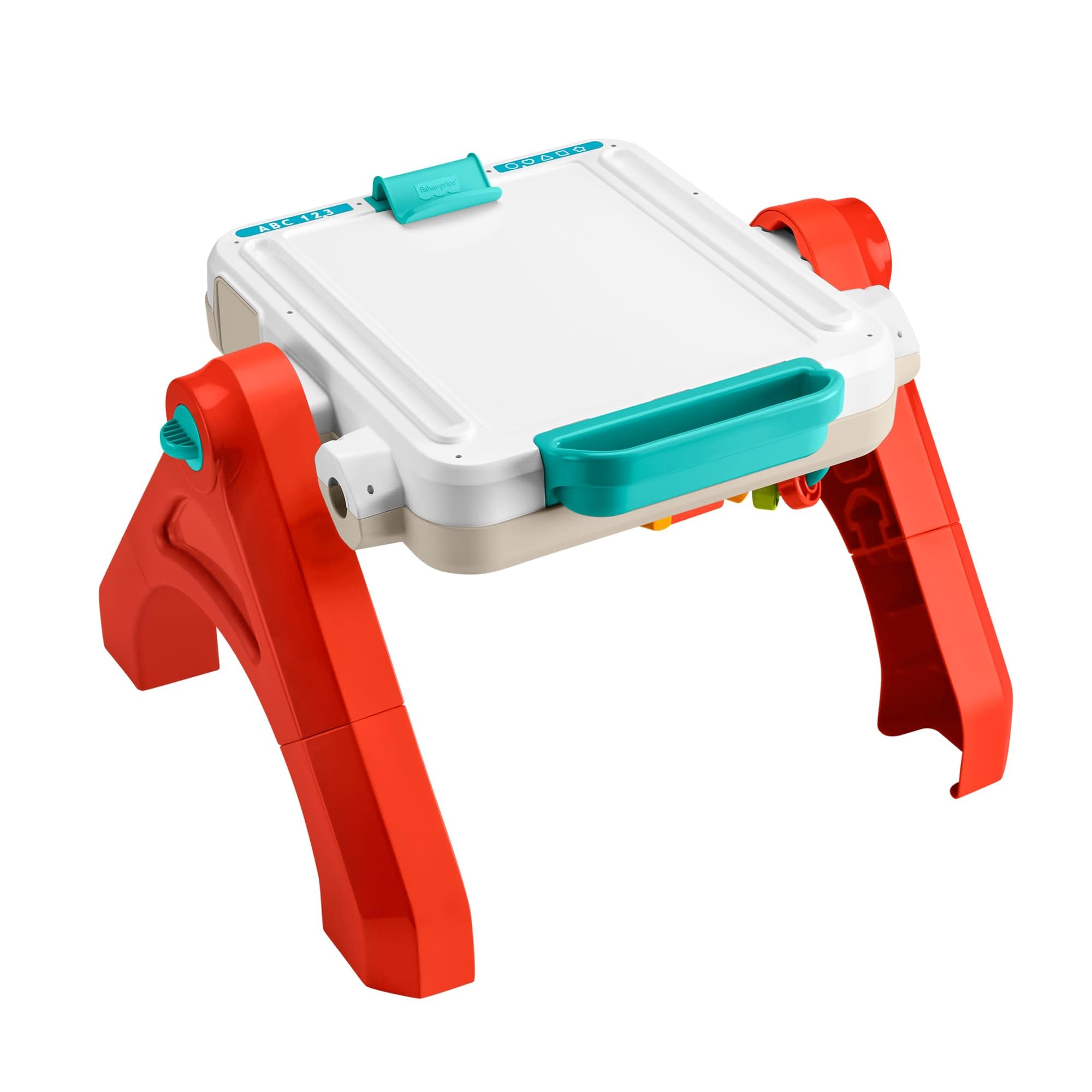 Fisher-Price - Tavolino attività 4 in 1, Pannello interattivo e cavalletto d'Arte, con luci, Suoni e canzoncine, Versione Italiano +FR+in+DE, Giocattolo per Bambini, 6+ Mesi, JGW87