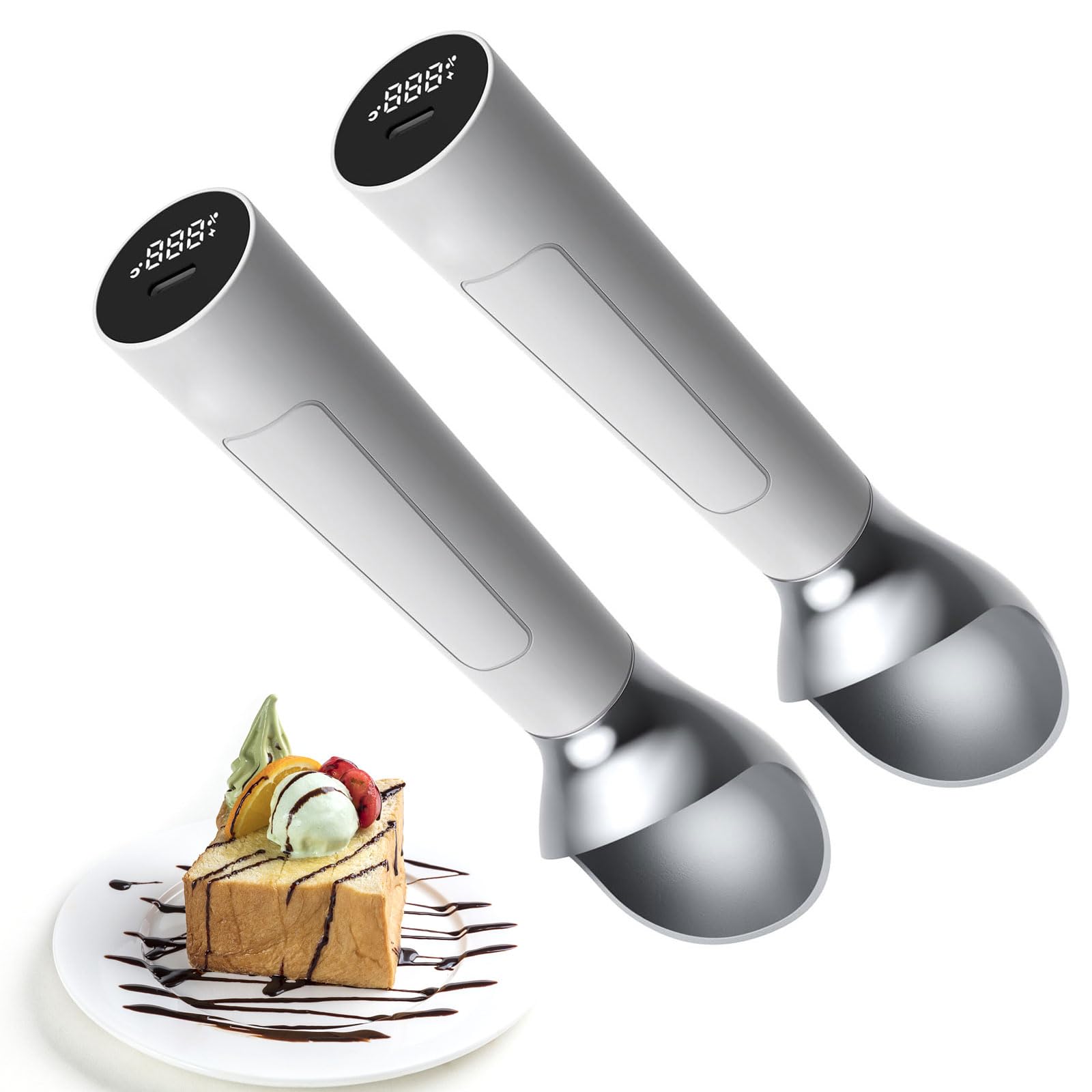 Cuillère à glace chauffante portable rechargeable avec affichage numérique étanche et température réglable 56,7 g/cuillère 8 h de temps de veille