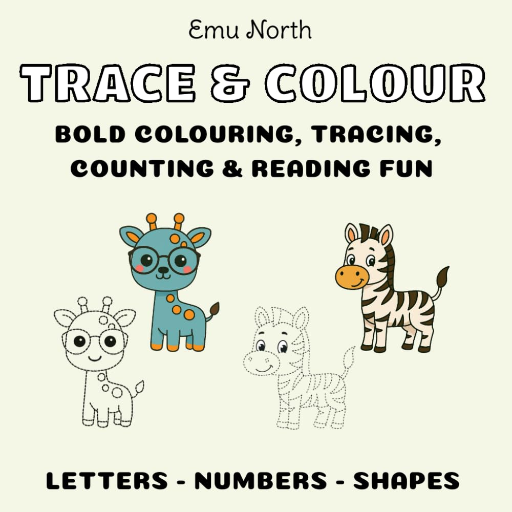 Trace & Colour, Bold Colouring, Tracing, Counting & Reading Fun. Letters, Numbers, Shapes [UK] (Trace and Colour - Fun Coloring Books for Children [UK])