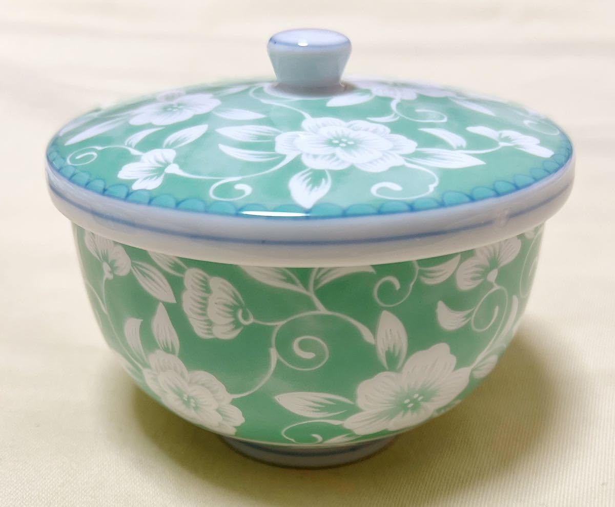 Amazon.co.jp: 特選陶器 前畑陶器 庫山窯 白唐草 蓋付き煎茶碗揃 5客