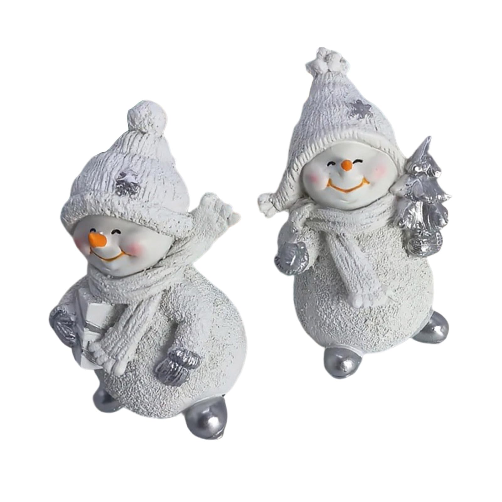 Msioytog Tiny Resin Snowman Sculpture, Christmas Mantel & Tabletop Decor, Weather-Resistant Holiday Centerpiece for Garden Display Christmas Decorations Resin