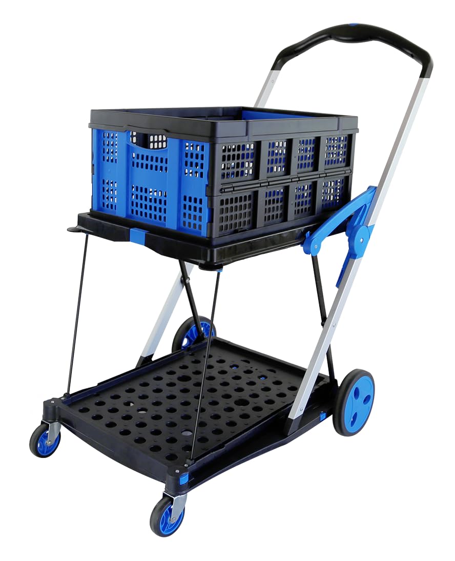 Chariot Repliable Porte bac - 800X610 X ht 1060mm alu + PP