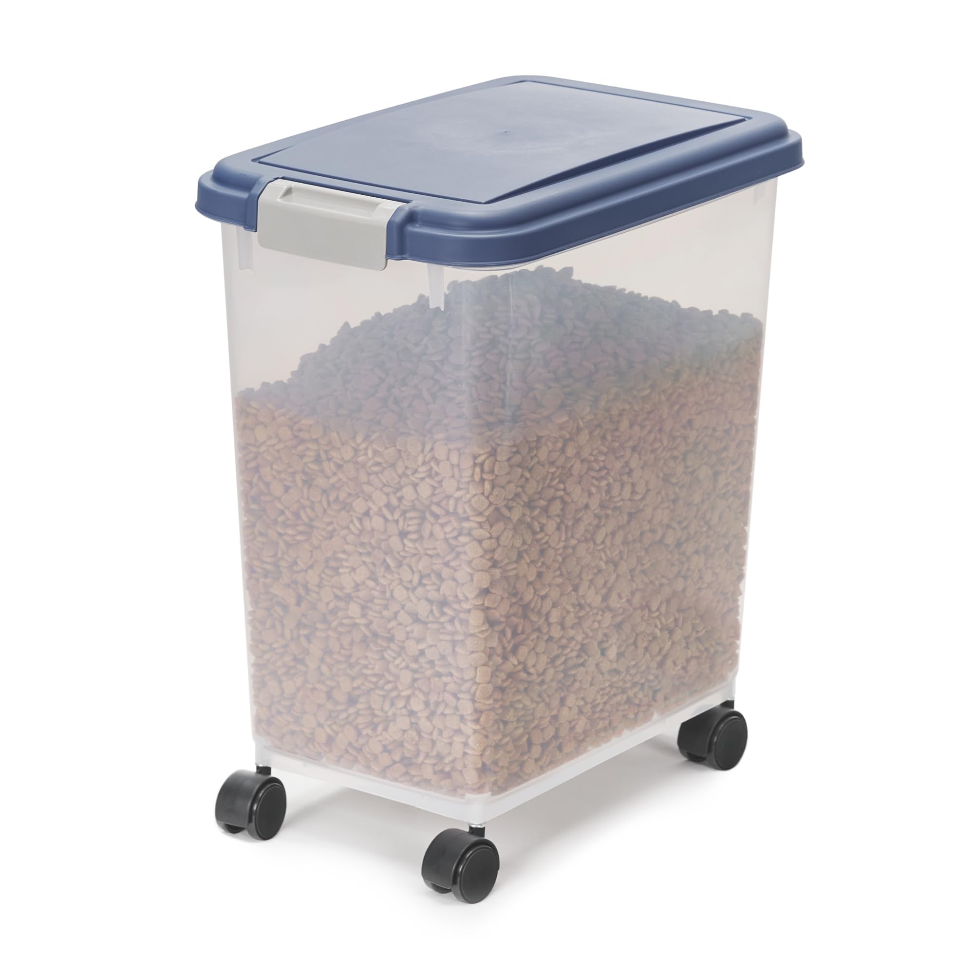 Iris Ohyama Contenedor pienso con ruedas, 30L/11kg, Negro, Contenedor comida perro, Pienso gatos, Hermética, para Mascotas, Transparente, Pet Food Container, Dog Food Storage, Libre de BPA, MP-8