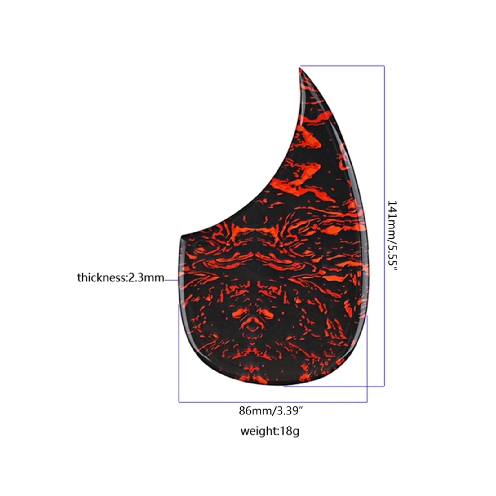 Golpeador De Guitarra Acústica Battipenna Decorativo Per Chitarra Classica Folk Universale Professionale(3/4)
