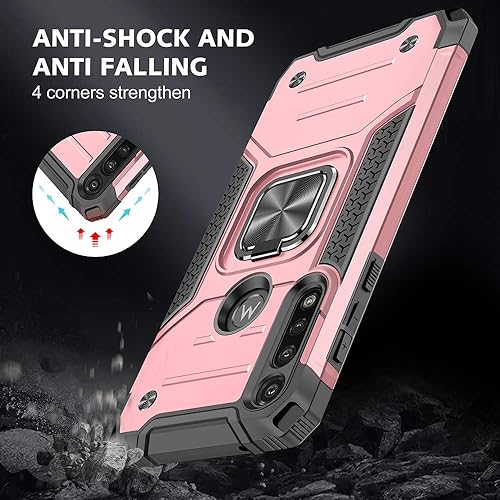 Miniatura 2 de HNHYGETE Funda para Moto G Power, Moto G Power 2020, con protector de pantalla, parachoques de goma dura a prueba de golpes, resistente con anillo