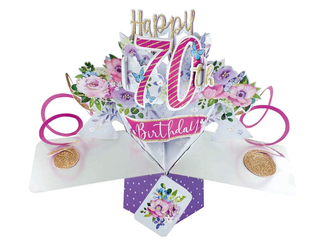 Second Nature Pop Ups 70th Birthday Flowers Up Greeting Card - POP195