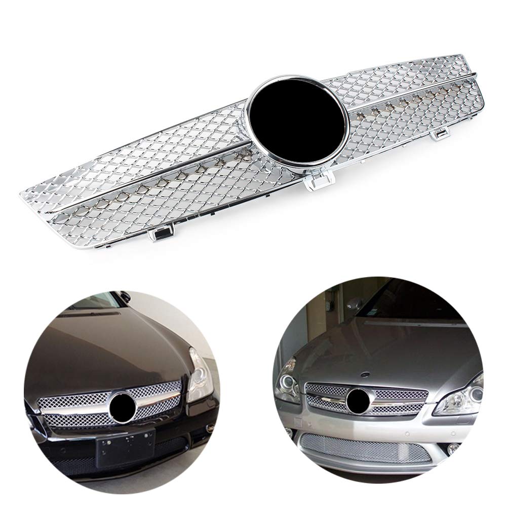 SIKUAI Parrilla delantera superior parachoques ABS cromado para W219 CLS-Class 2008-2011 Coche